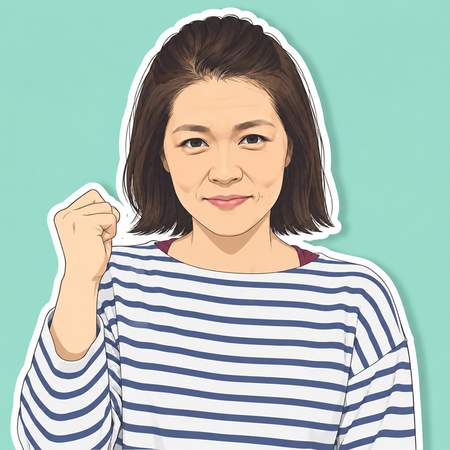 事務の新山佐知子（イラスト）